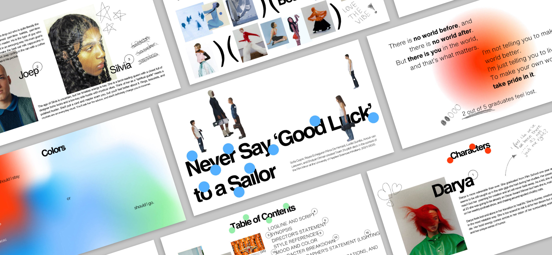 Pitch deck slides for Never Say Good Luck to a Sailor